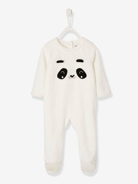 Pyjama bébé en velours pressionné dos ivoire 