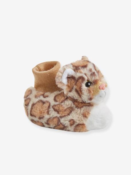 Chaussons bébé garçon esprit peluche BEIGE AOP LEOPARD 