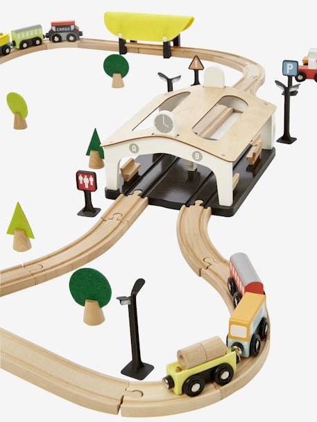 Holzeisenbahn für Kinder, 66 Teile, FSC® Holz mehrfarbig 