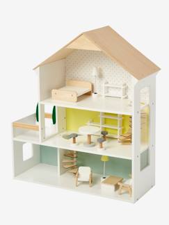 Spielzeug-Babypuppen und Puppen-Mannequinpuppe und Zubehör-Puppenhaus "Freunde" aus Holz FSC®zertifiziert für Kinder