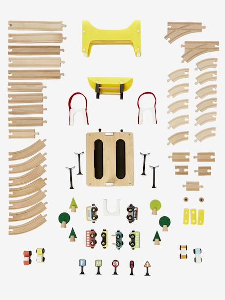 Circuit de train 66 pièces en bois FSC® multicolore 