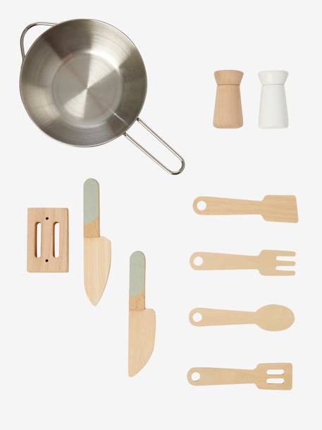 Cuisinette en bois FSC® et métal blanc+caramel 