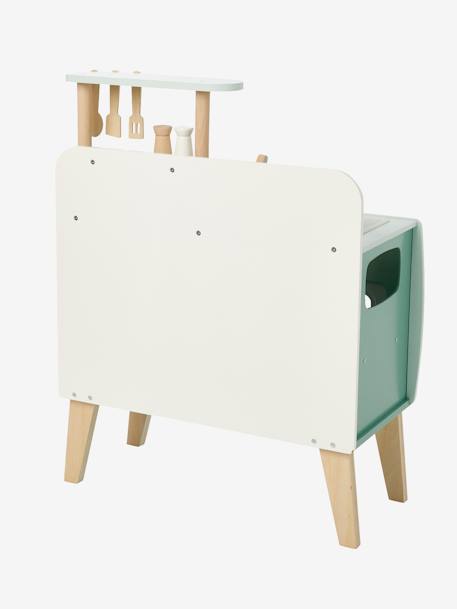 Cuisinette en bois FSC® et métal blanc+caramel 