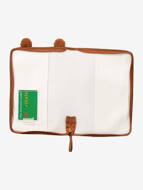 Protège carnet de santé sherpa beige+noix de pécan+rose imprimé 