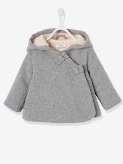 Vêtements doublés-Manteau à capuche bébé fille lainage doublé et ouatiné