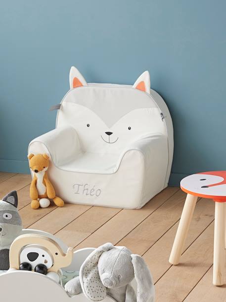 Kinderzimmer Sessel ,,Katze', personalisierbar GRAU 