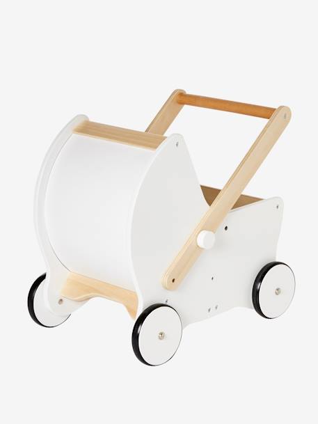 2-in-1 Puppen-Kinderwagen, Holz FSC® WEISS 