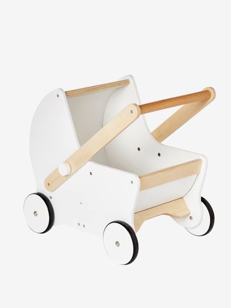 2-in-1 Puppen-Kinderwagen, Holz FSC® rosa+WEISS 