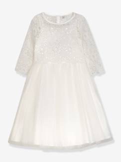Fille-Robe de fête DISABEL en dentelle avec jupe en tulle pailleté fille DANAMADE
