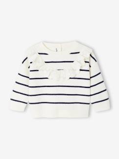 Baby-Pullover, Strickjacke, Sweatshirt-Pullover-Streifenpullover mit Volant Baby