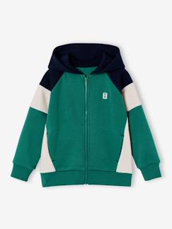 Garçon-Vêtements de sport-Sweat zippé garçon capuche coloblock