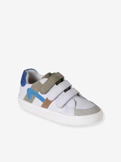 Schuhe-Jungenschuhe 23-38-Sneakers, Tennisschuhe-Kinder Leder-Sneakers mit Klett und Kontrastdetails