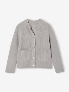 Fille-Pull, gilet, sweat-Gilet fille maille fine mousseuse