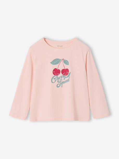 Mädchen Langarmshirt BASIC mit Recycling-Baumwolle hellrosa+himbeer+marine+wollweiß 