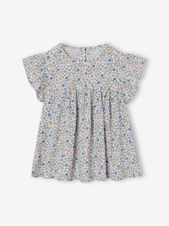 Mädchen-Geblümte Mädchen Bluse mit kurzen Volantärmeln