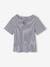T?Shirt Mädchen mit Zierschleife am Hals blau gestreift+gelb 