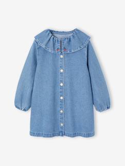 Mädchen-Kleid-Jeanskleid Mädchen mit Rüschenkragen