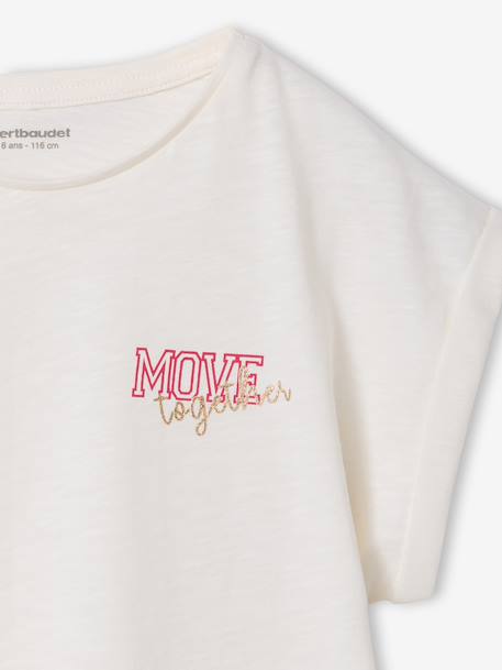 T-Shirt Mädchen Rundhals BASIC mit Recyclingmaterial salbeigrün+wollweiß 