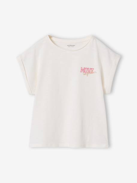 T-Shirt Mädchen Rundhals BASIC mit Recyclingmaterial salbeigrün+wollweiß 