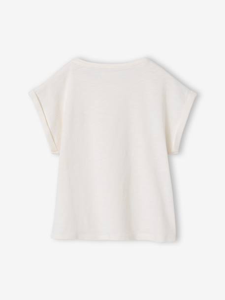 T-Shirt Mädchen Rundhals BASIC mit Recyclingmaterial salbeigrün+wollweiß 