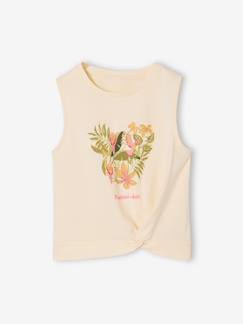 Mädchen-T-Shirt, Unterziehpulli-T-Shirt-Top mit Print und Knoten Mädchen