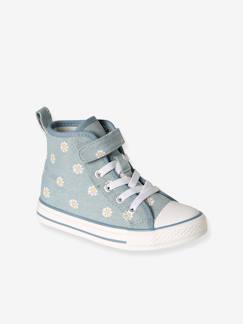 Schuhe-Mädchenschuhe 23-38-Hohe Stoffsneakers mit Anziehtrick Kinder