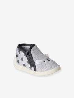 Schuhe-Babyschuhe 17-26-Hausschuhe, Krabbelschuhe-Baby Stoff-Hausschuhe mit Reissverschluss