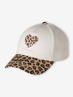 Mädchen-Accessoires-Baumwollcap mit Herz-Applikation Leo-Muster Mädchen