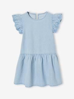 Mädchen-Kleid-Jeanskleid mit bestickten Ärmeln Mädchen