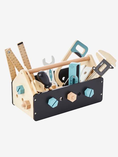 Boîte à outils de bricolage en bois - noir, Jouet