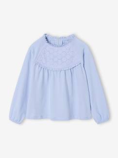 Mädchen-T-Shirt, Unterziehpulli-T-Shirt-Mädchen Blusenshirt mit Lochstickerei