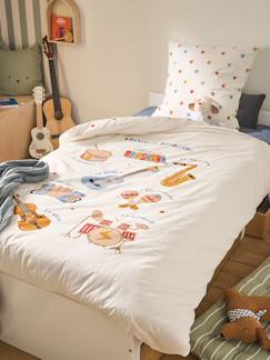 Linge de maison et décoration-Linge de lit enfant-Fourre de duvet-Parure fourre de duvet + taie d'oreiller enfant MUSIQUE LEXIQUE avec coton recyclé