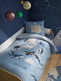 Linge de maison et décoration-Linge de lit enfant-Fourre de duvet-Parure fourre de duvet + taie d'oreiller enfant PÔLE NORD, avec coton recyclé