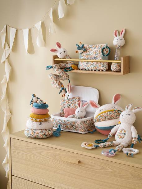 Weiche Baby Activity-Giraffe RETRO FLOWER gelb 