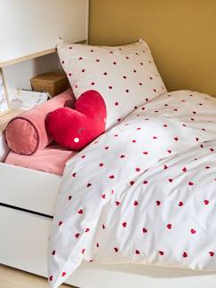 Linge de maison et décoration-Linge de lit enfant-Fourre de duvet-Parure fourre de duvet enfant et taie d'oreiller Cœurs, avec coton recyclé