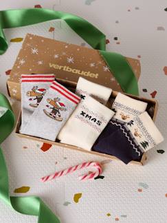 Garçon-Sous-vêtement-Chaussettes-Coffret de 3 paires de chaussettes Noël garçon en maille bouclette