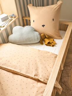 Linge de maison et décoration-Linge de lit enfant-Fourre de duvet-Parure fourre de duvet + taie d'oreiller OURSON, avec coton recyclé