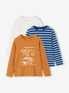 Junge-T-Shirt, Poloshirt, Unterziehpulli-3er-Pack Shirts Jungen BASIC Langarm mit Recycling-Baumwolle