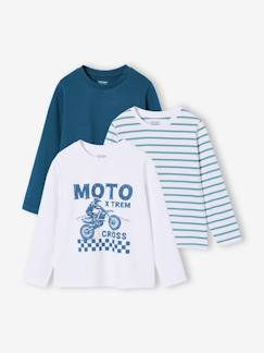Junge-T-Shirt, Poloshirt, Unterziehpulli-3er-Pack Shirts Jungen BASIC Langarm mit Recycling-Baumwolle