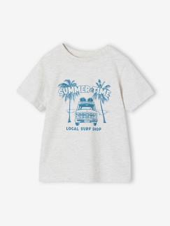 Junge-T-Shirt, Poloshirt, Unterziehpulli-T-Shirt mit Print für Jungen BASIC