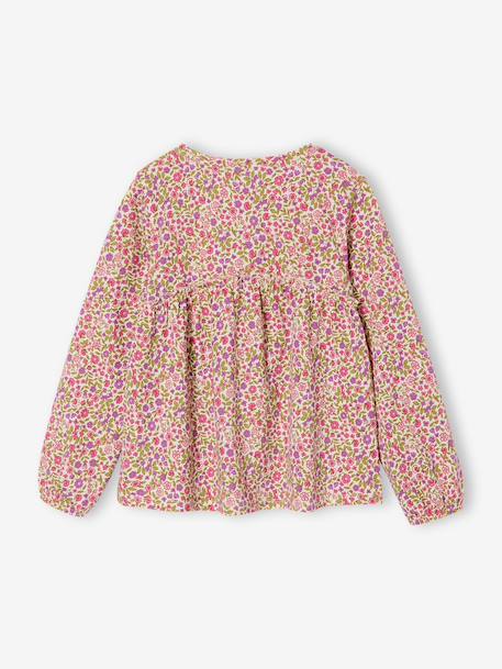Mädchen Blusenshirt mit Print beige+graugrün+pudrig rosa+wollweiß 