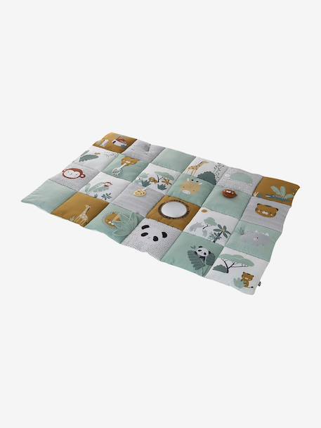 Grosser Spielteppich mit Activity-Spielzeug für Babys, Patchwork-Design grün 