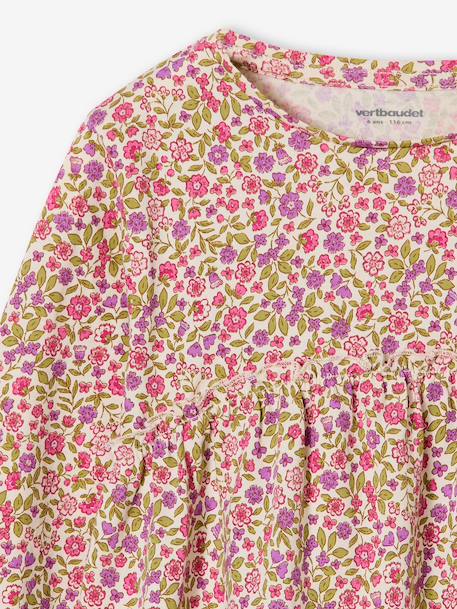 Mädchen Blusenshirt mit Print beige+graugrün+pudrig rosa+wollweiß 