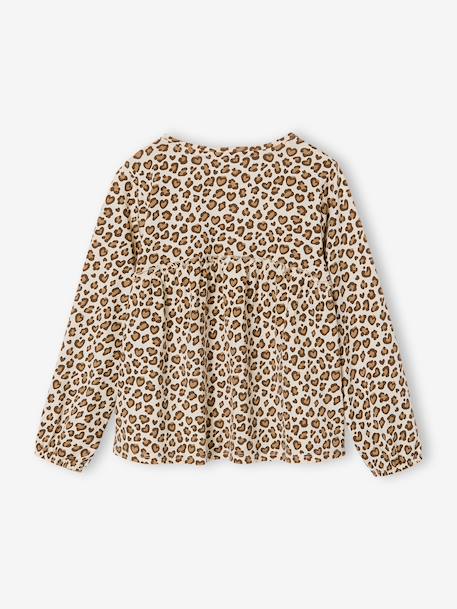 Mädchen Blusenshirt mit Print beige+graugrün+pudrig rosa+wollweiß 