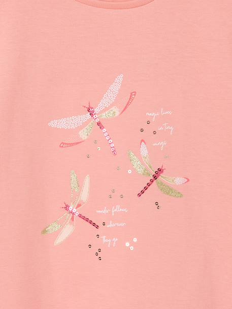 Mädchen T-Shirt mit Tierprint aprikose+erdbeer+graublau+wollweiß 