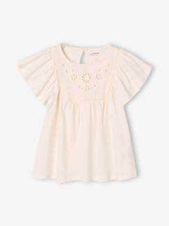 Mädchen-T-Shirt, Unterziehpulli-T-Shirt-Mädchen Bluse mit Schmetterlingsärmeln, Recycling-Baumwolle