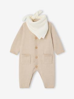 Baby-Set-Baby-Set: Strick-Overall und Musselin-Bandana