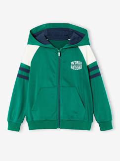 Garçon-Vêtements de sport-Sweat garçon zippé à capuche sport manches raglan 