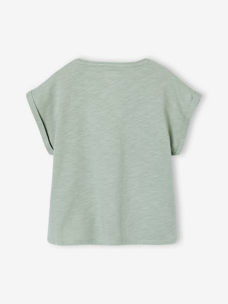 T-Shirt Mädchen Rundhals BASIC mit Recyclingmaterial salbeigrün+wollweiß 