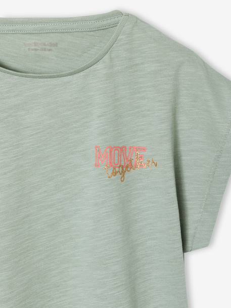 T-Shirt Mädchen Rundhals BASIC mit Recyclingmaterial salbeigrün+wollweiß 